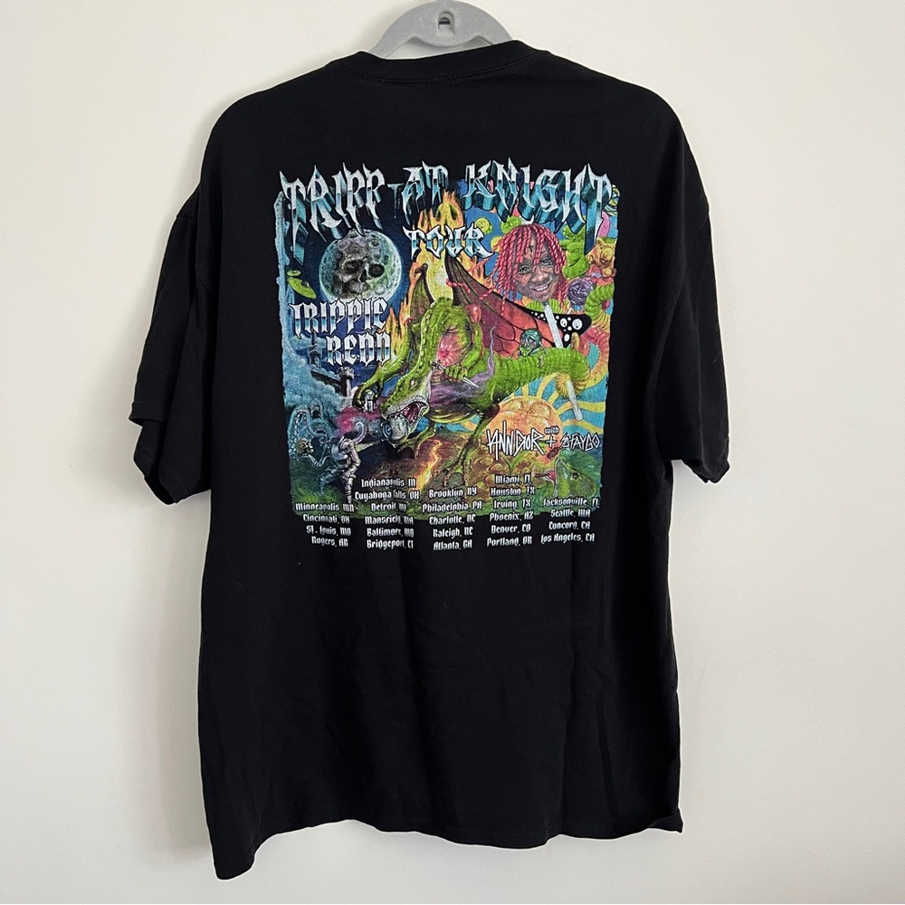 Trippie Redd Trip At Knight Tour 2021 Black Graphic T Shirt 2 Sided Men’s Tee - Picture 8 of 10